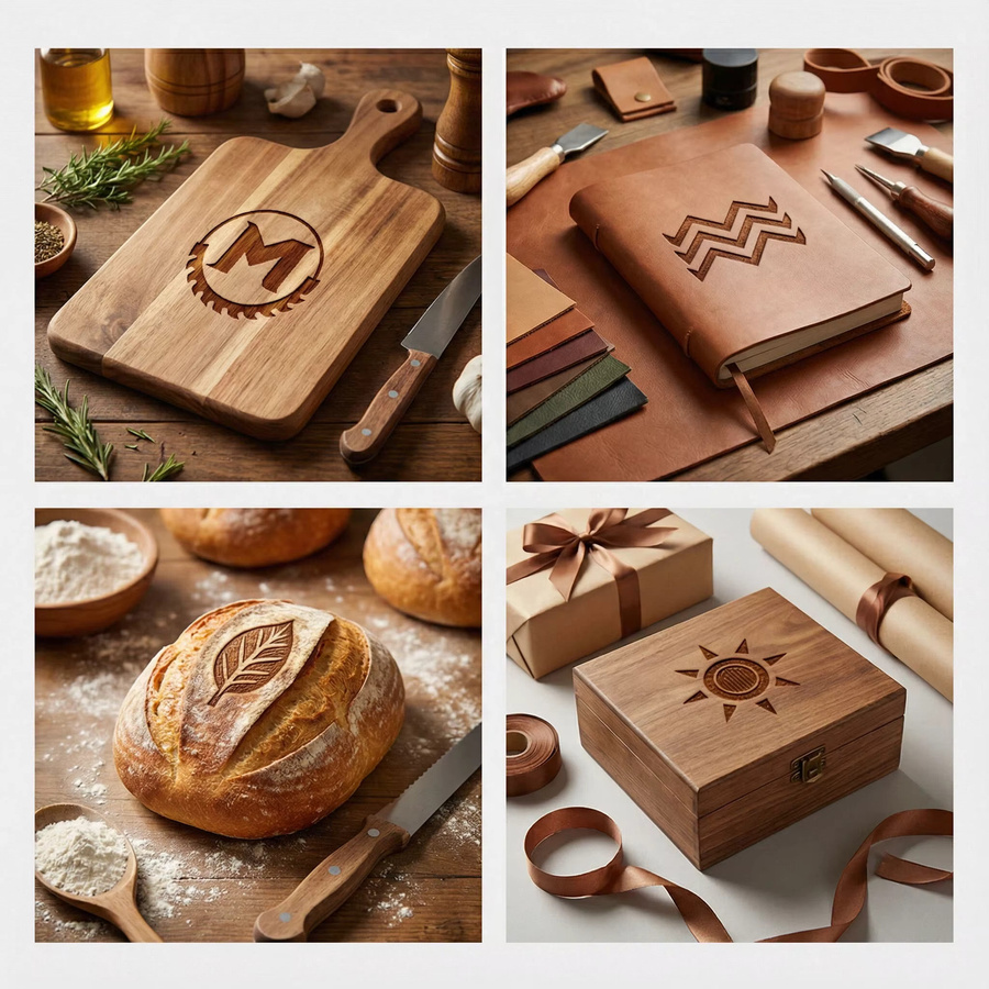 Personalisierter Logo Brandstempel aus Messing für Holz, Leder und BBQ mit individuellem Branding in Gold - Bild 3