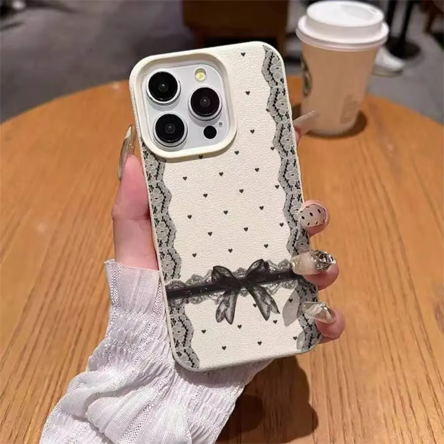 Lichee Silikonhülle mit Spitzen-Schleife für Samsung Galaxy Modelle in Weiß - Bild 3