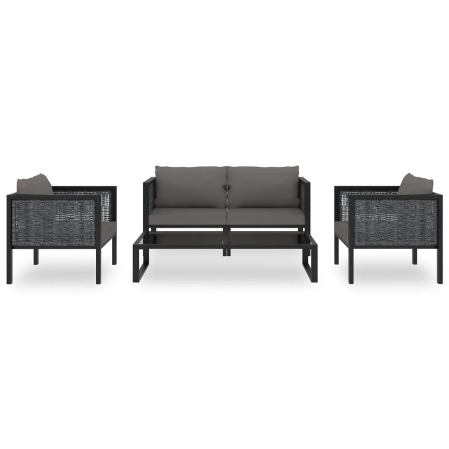 vidaXL 5-tlg Garten-Lounge-Set aus Poly Rattan und Aluminium mit Auflagen in Anthrazit - Bild 2