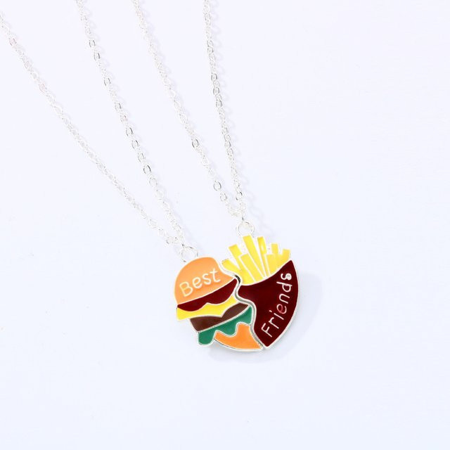 Karsyngirl Halsketten, Hamburger-Pommes-Frites-Anhänger, Silber, Kinder - Bild 1