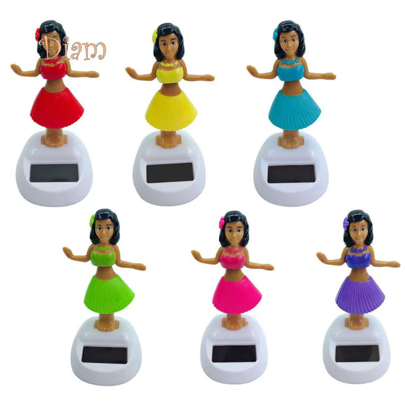 Elens Store Solar Dancing Beach Girl Automatische Schaukel Auto-Innendekoration in Gelb - Bild 3