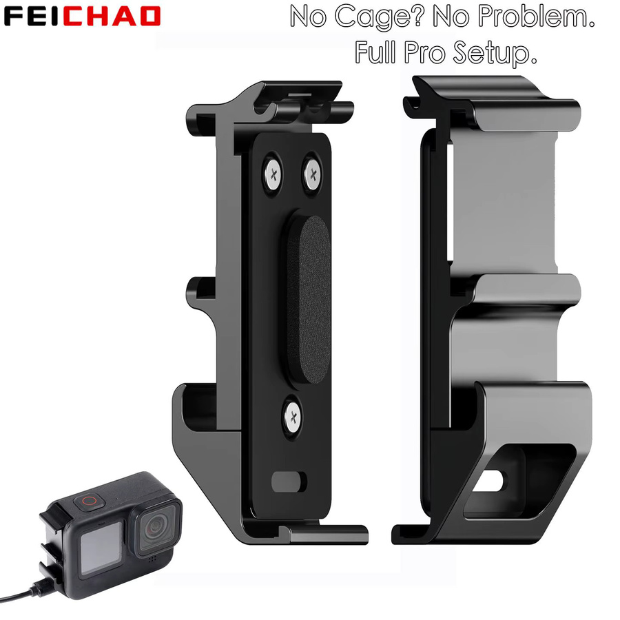 Aluminium Batteriefach-Seitenabdeckung mit Kaltschuhhalterung für GoPro Hero 13 12 11 10 9 in Schwarz - Bild 4