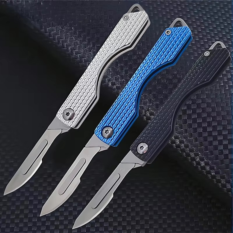 YESISOK Tragbares Allzweckmesser aus Aluminiumlegierung mit austauschbarer Skalpell-Klinge Nr. 11 in Schwarz und Multicolour - Bild 1