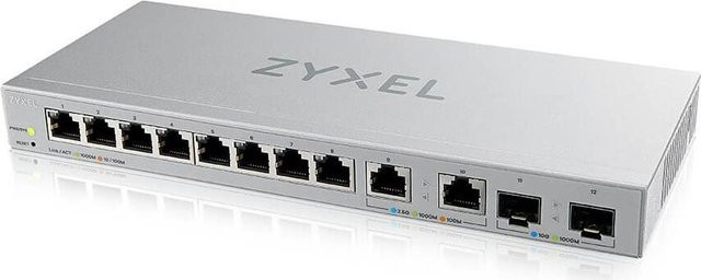 Zyxel XGS1210-12 V2 Managed Switch mit 8 x 10/100/1000 Ports, 2 x 2,5G Ports und 2 x 10G SFP+ Uplink in Silber/Grau - Bild 1