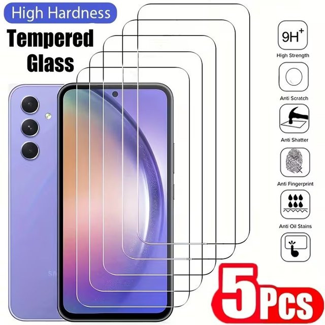 5 Stück Displayschutzfolien aus gehärtetem Glas für Samsung Galaxy C55, M55 und M54 in Transparent - Bild 1