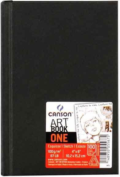 Canson Art Book One Skizzenbuch Schwarz A6 mit 98 Blatt - Bild 1