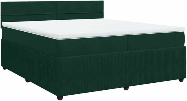 vidaXL Boxspringbett mit Matratze aus Samt in Dunkelgrün, B/T: 200 x 200 cm - Bild 1