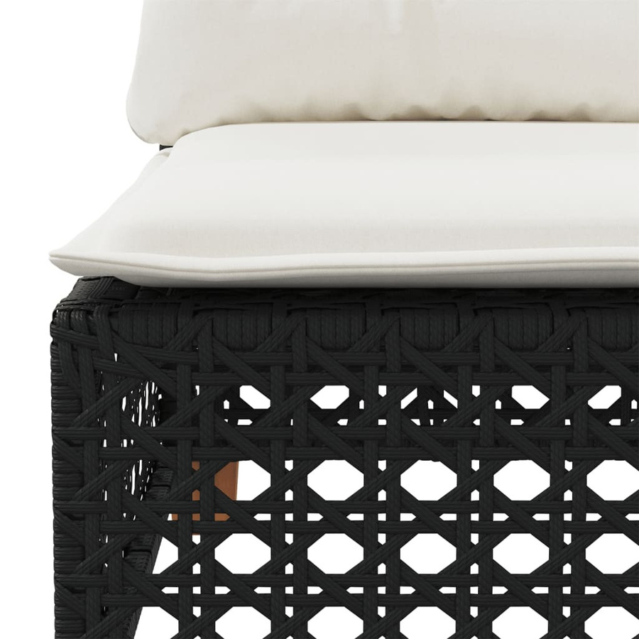 vidaXL L-Shape Gartensofa 3-Sitzer aus PE-Rattan mit Kissen in Schwarz und Akazienholz - Bild 5