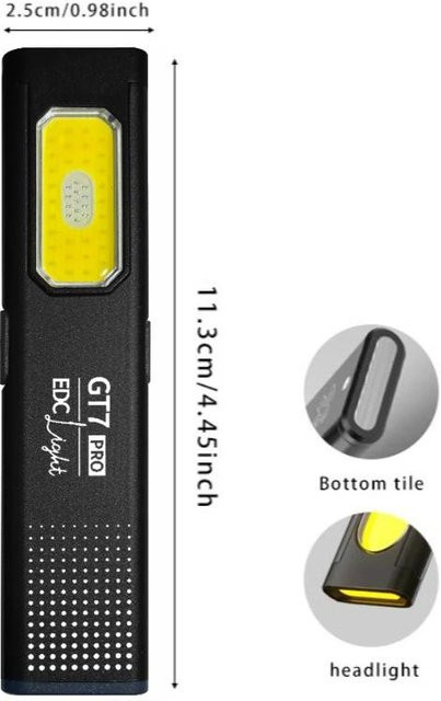 LIUXING Multi-Modus LED-Taschenlampe aus Aluminiumlegierung mit USB-C, Magnet und Rückclip, Schwarz - Bild 1