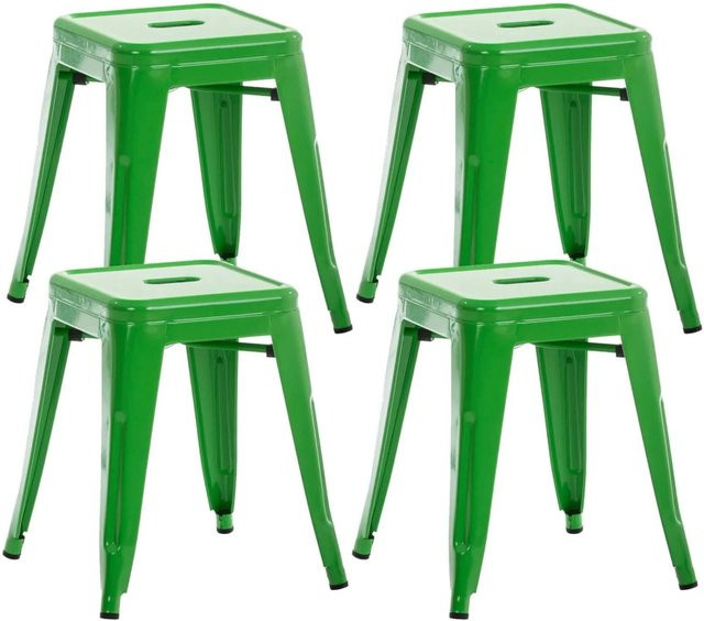 CLP 4er Set Hocker Armin Grün stapelbar aus Metall im Industrial Design - Bild 1