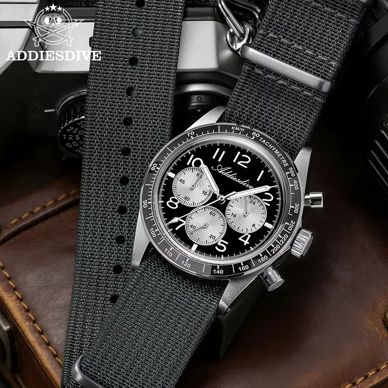 ADDIESDIVE Chronograph, Quarz, Keramik, 37 mm, Herren, Schwarz - Bild 3