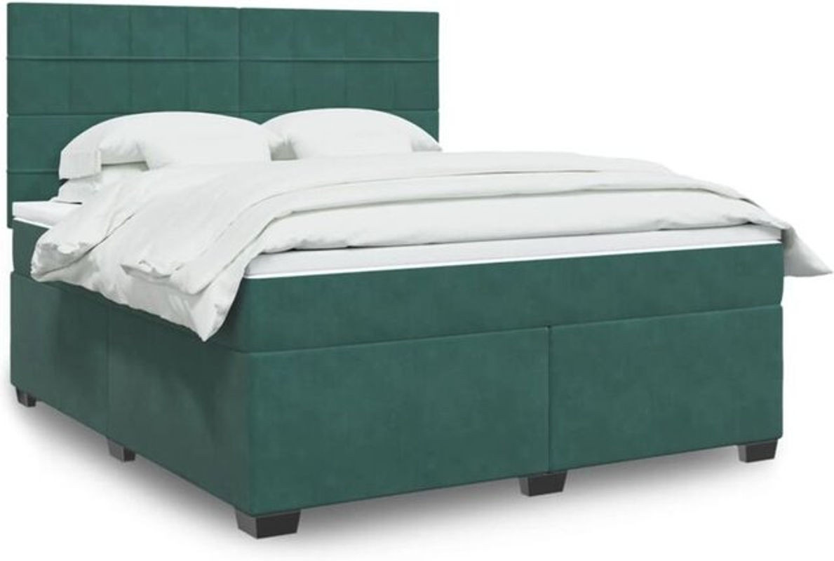 Vidaxl Boxspringbett mit Matratze in Grün aus Samt, B/T/H: 180 x 200 x 150,5 cm - Bild 1