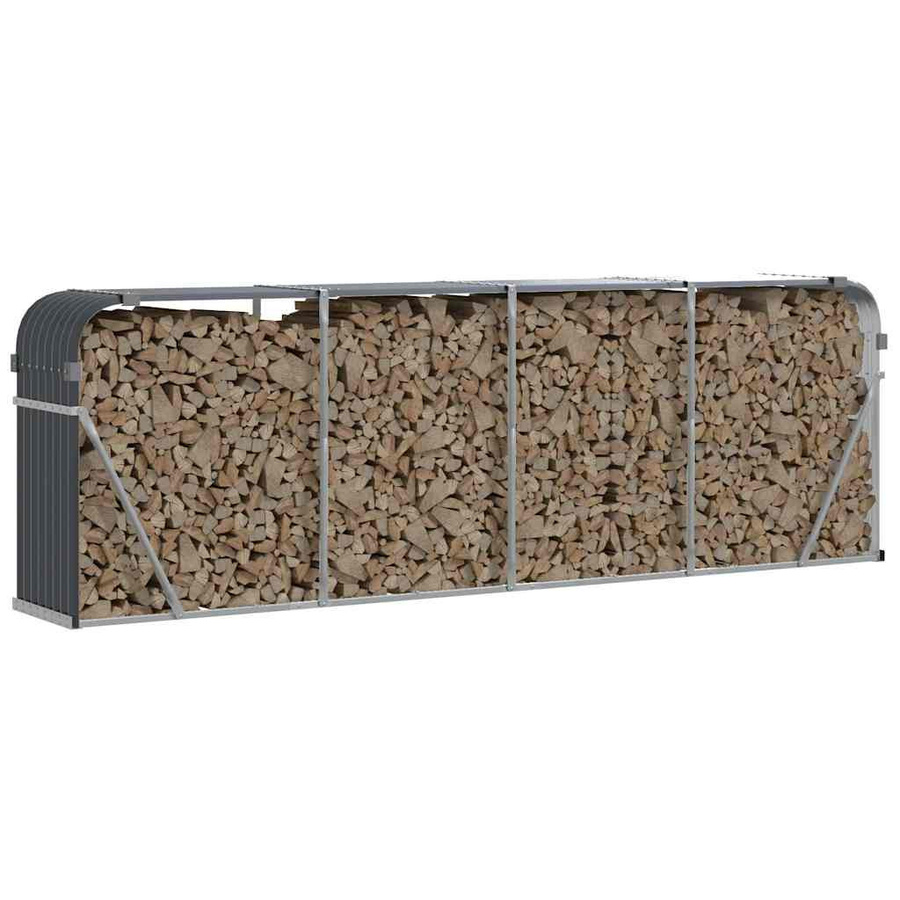 vidaXL Kaminholzunterstand aus verzinktem Stahl in Anthrazit, B/T/H: 300 x 45 x 100 cm - Bild 3