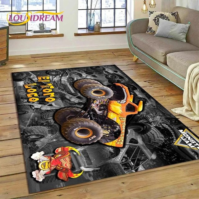 Karpetti Monster Jam Cartoon Teppich für Kinderzimmer und Wohnzimmer, Mehrfarbig, B/T: 70 x 100 cm - Bild 1