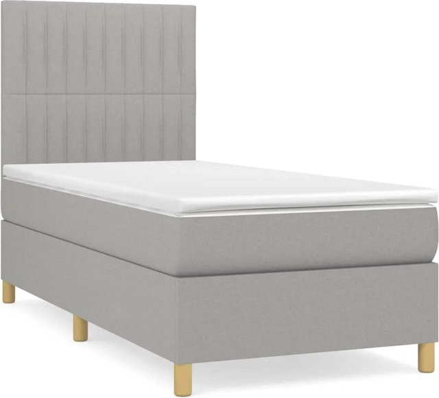 vidaXL Boxspringbett Hybrid mit Matratze und Taschenfedern, Hellgrau, B/T/H: 200 x 100 x 128 cm - Bild 1