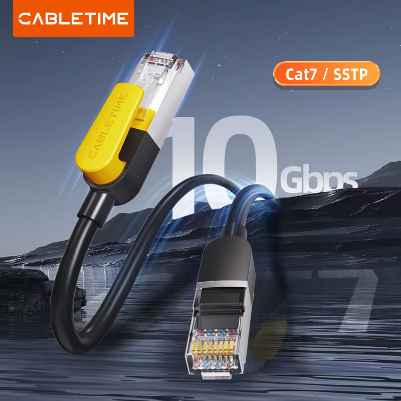 CABLETIME Cat7 Ethernet-Kabel RJ45 LAN-Netzwerkkabel Schwarz - Bild 5