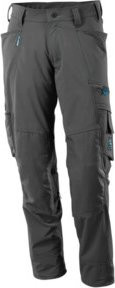 Mascot Arbeitshose mit Knietaschen und Reflexstreifen in Anthrazit, Stretchstoff mit Cordura-Material, Größe 76C48 - Bild 1