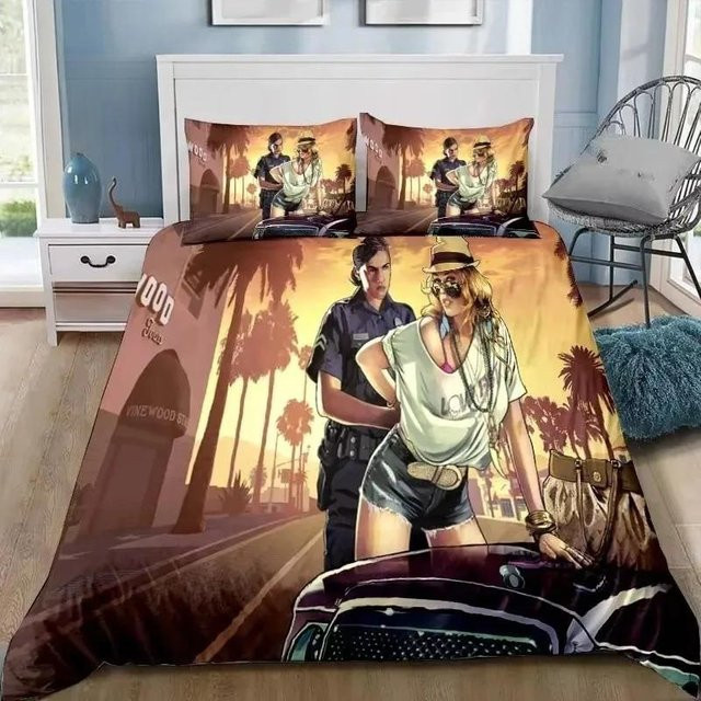 Grand Theft Auto Bettwäsche-Set mit Bettbezug und Kissenbezug, Mehrfarbig, B/H: 100 x 135 cm - Bild 1