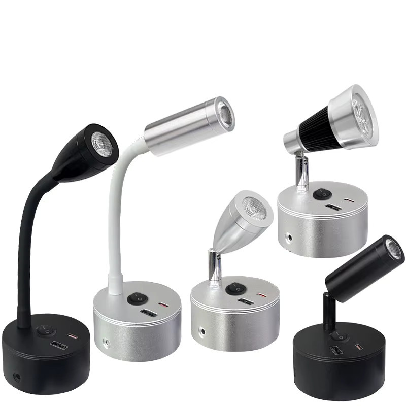 Ramalho LED Wandlampe für Schiff und Yacht mit Schwanenhals, USB und Typ-C Anschluss, 3W Leselampe in Weiß - Bild 5