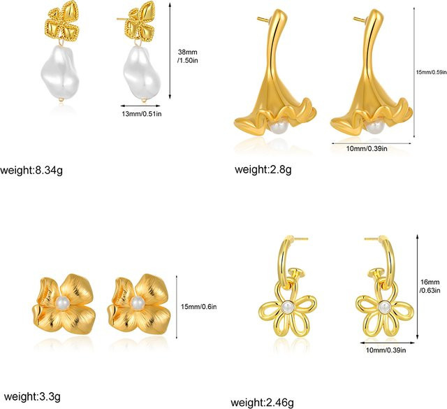 Ohrringe Erpels, 18K vergoldet, Twist Flower, geometrisch, Unisex - Bild 1