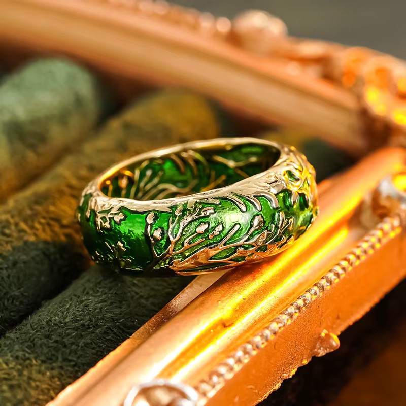 Huitan Damenring, Gold, Grüne Emaille, Damen - Bild 3