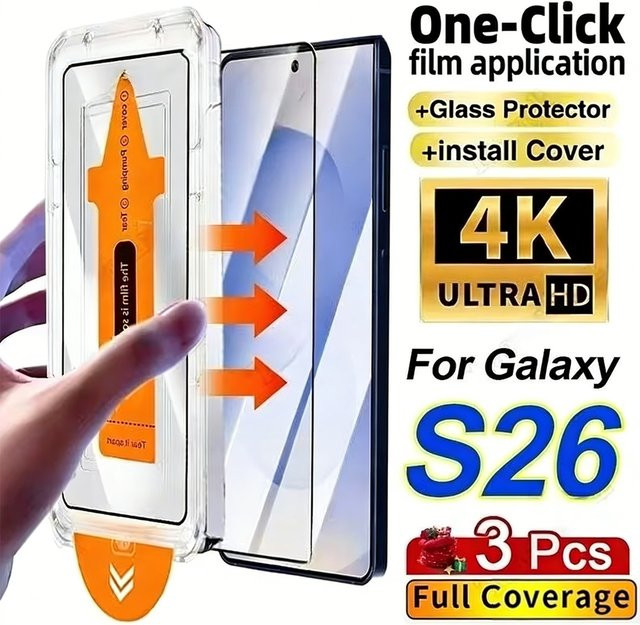 3er-Pack Displayschutzfolie aus gehärtetem Glas für Samsung Galaxy S26 Ultra, S25 Ultra, S24, S23, S22 sowie A56, A55, A36, A35, A26, A25, A07, A17 in Transparent - Bild 1