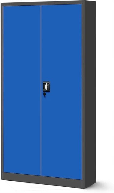 Jan Nowak Metallschrank Blau mit 3-Punkt-Verriegelung und verstellbaren Regalböden, H x B x T: 195 x 90 x 40 cm - Bild 1