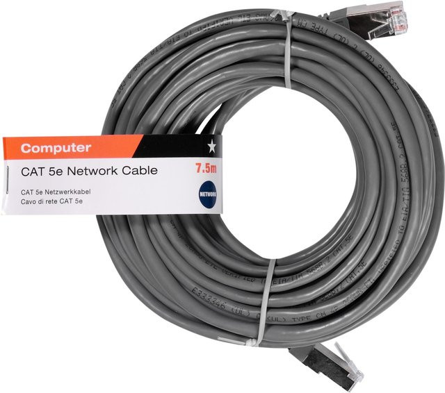 Vivanco CAT5e Ethernet LAN Netzwerkkabel, grau, 7 m - Bild 1