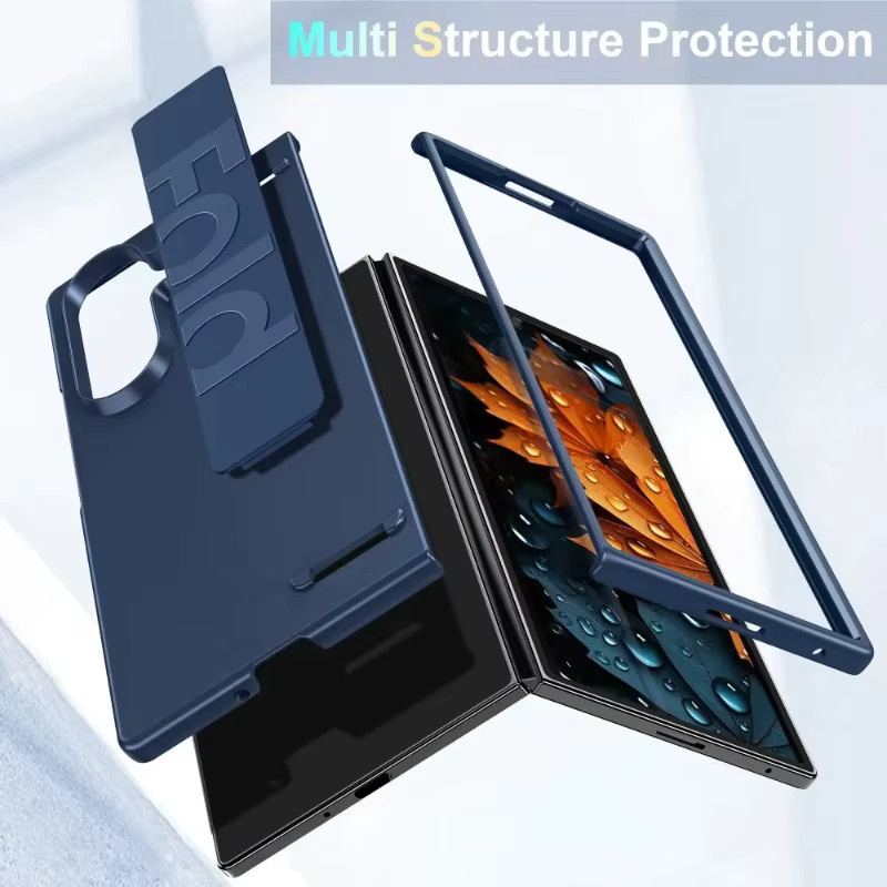 Stoßfeste Silikonhülle mit Handschlaufe für Samsung Galaxy Z Fold (Modelle 3 bis 7) und S-Serie Ultra Plus, transparent/blau - Bild 3