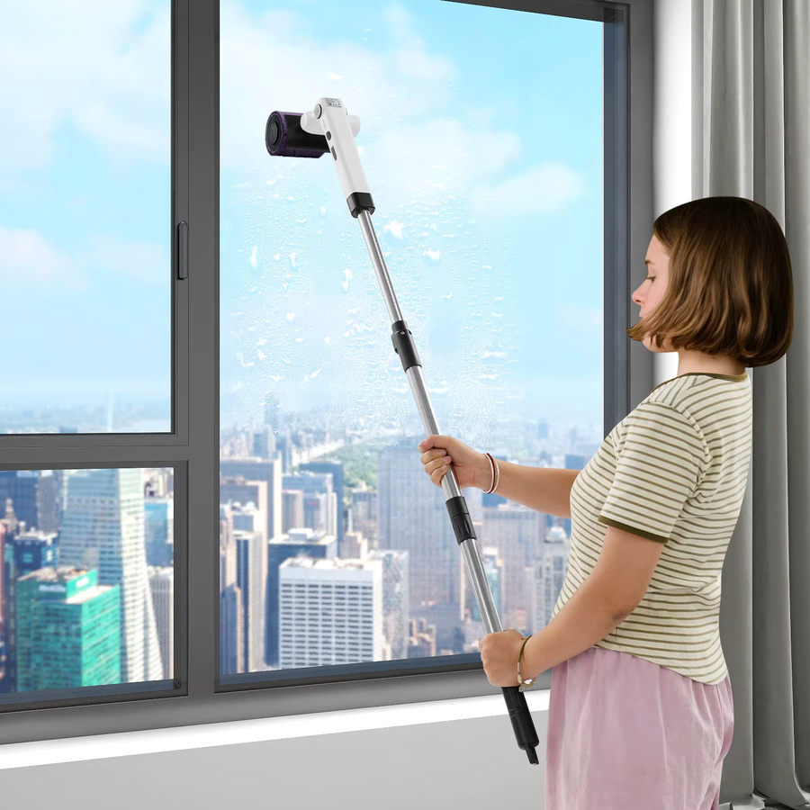 Bymaocar Elektrische Reinigungsbürste in Weiß mit 4 vielseitigen Bürstenköpfen für Boden und Fenster - Bild 3