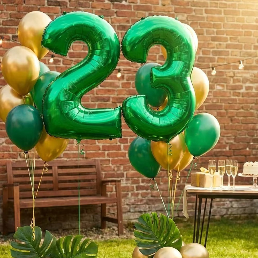 RENYUAN Zahlen-Folienballons in Grün, 32 Zoll, für Dschungel-Safari und Kindergeburtstage - Bild 3
