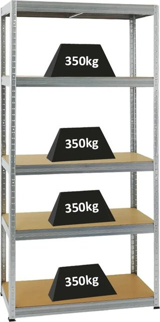 PROREGAL Schwerlastregal Slim Elephant mit 5 Ebenen, H x B x T: 180 x 90 x 45 cm, silber, pulverbeschichtet - Bild 1