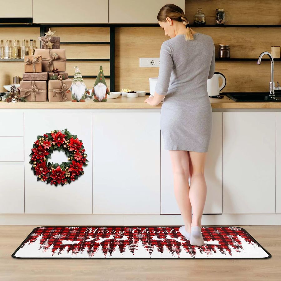 VIKAMA 2-teiliges Weihnachts-Fußmatten-Set schmutzabweisend und rutschfest für Eingangsbereich, Küche und Waschküche - Bild 2