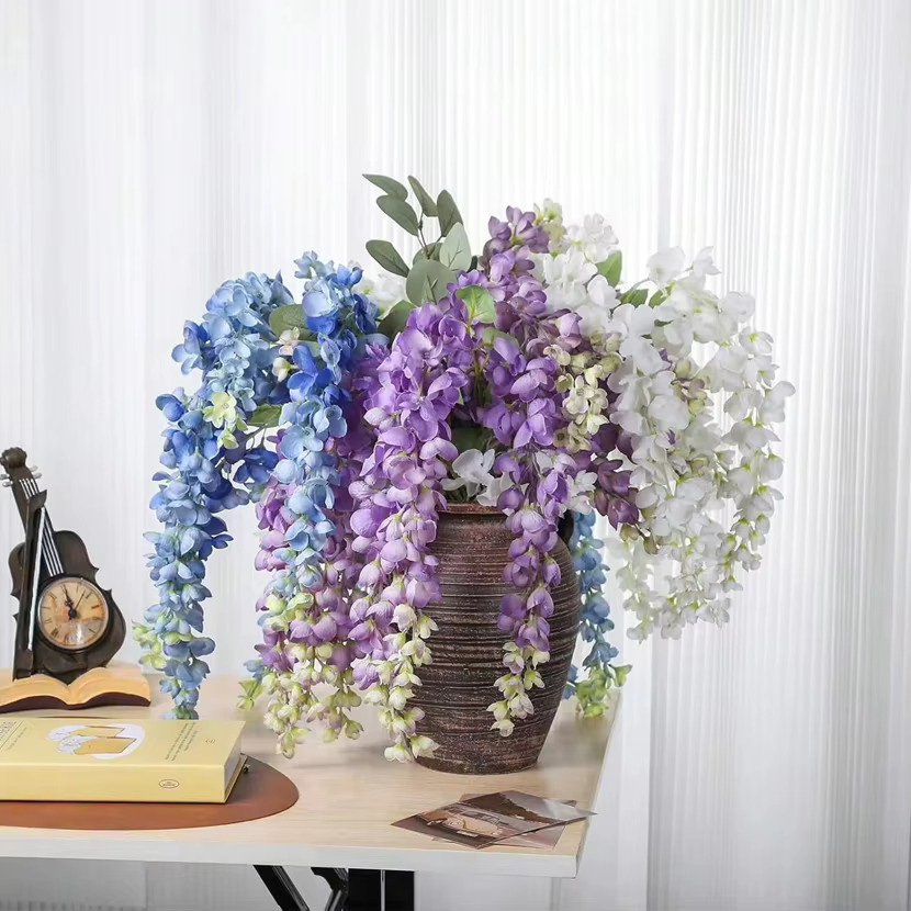 TTCY Künstliche Rattan-Blumen Girlande in Lila für Wanddekoration und Hochzeitsdeko - Bild 1
