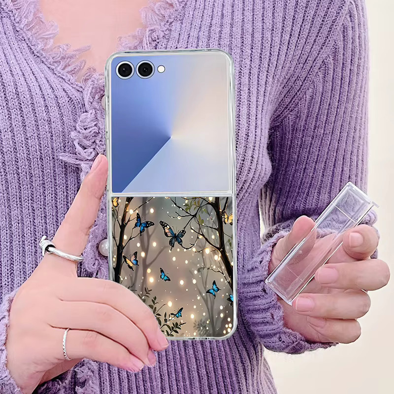 Samsung Galaxy Z Flip 7 Handyhülle mit Wald-Schmetterlings-Muster in Transparent - Bild 4