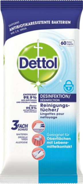 Dettol Desinfektion Reinigungstücher, 60 Stück, Multicolor - Bild 1
