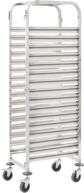 vidaXL Tablettwagen aus Edelstahl für 16 Tabletts, Farbe: Silber, B/T/H: 38 x 55 x 163 cm - Bild 1