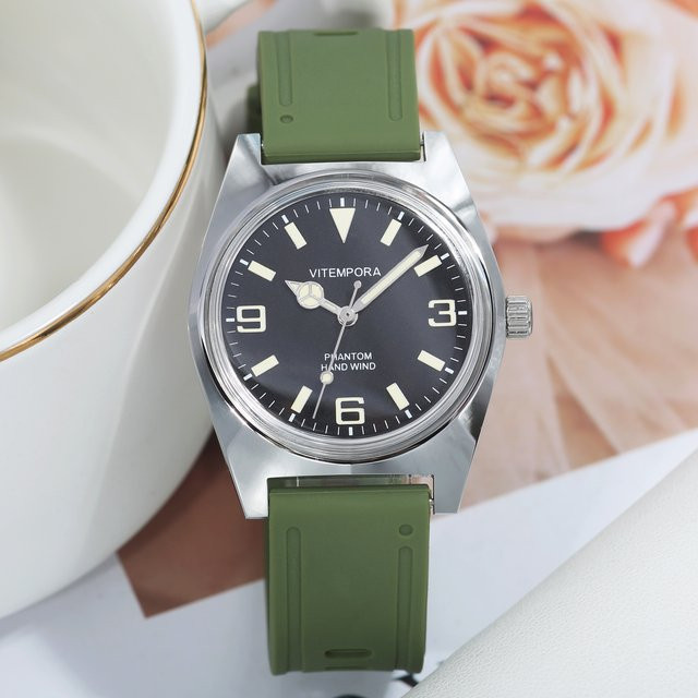 HEIMDALLR Armbanduhr, Handaufzug, 36 mm, Silikon, Schwarz, Herren - Bild 1