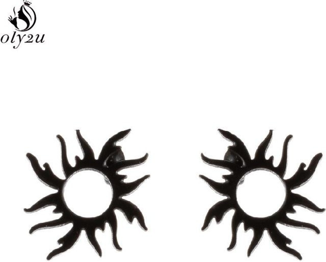 Ohrring Edelstahl, Blitz, Sonne, Schwarz, Damen - Bild 1