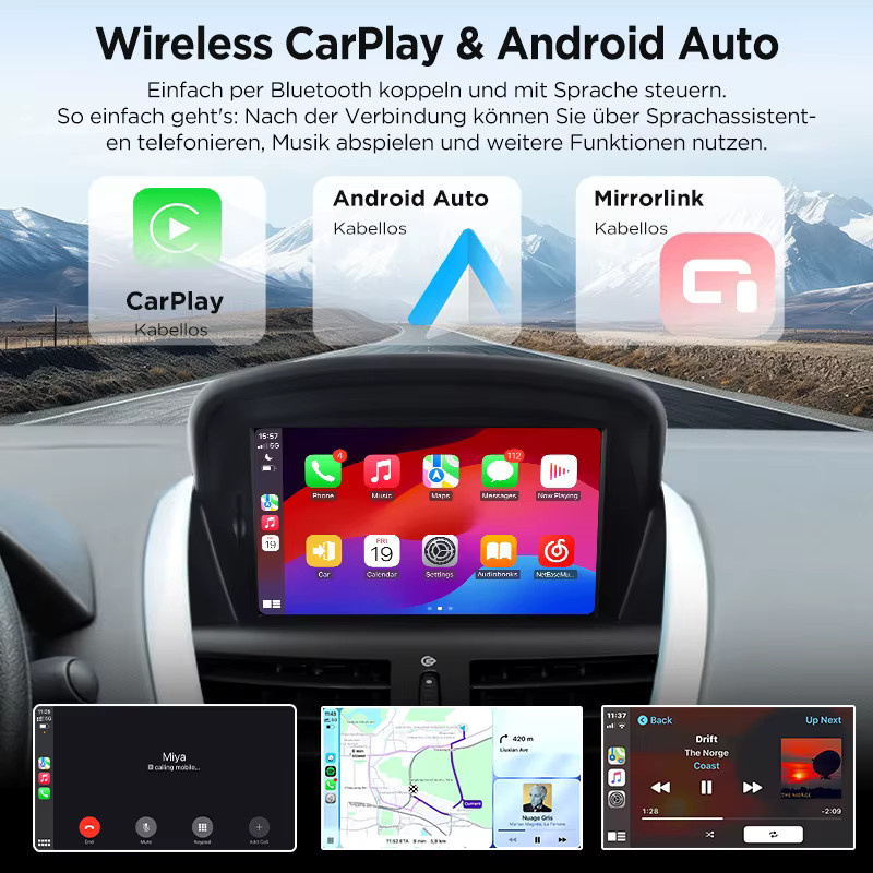 Junsun Android Autoradio mit 7 Zoll IPS-Touchscreen für Peugeot 207 und 207CC (2006-2015), kabelloses Apple CarPlay und Bluetooth, Farbe: Schwarz - Bild 3