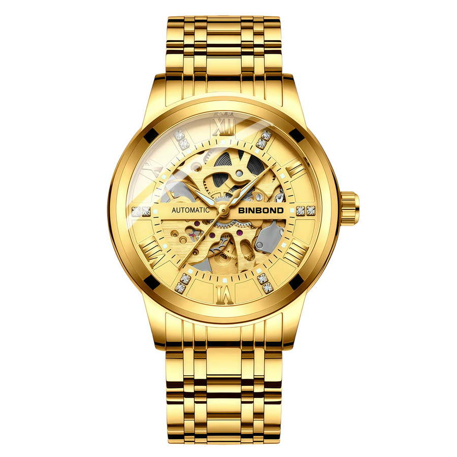 BINBOND Armbanduhr, Automatik, Edelstahl, Gold, Herren - Bild 5
