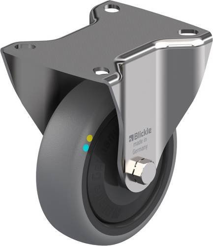 Blickle Bockrolle BX-TPA 102KFD-ELS in Schwarz-Grau aus Edelstahl mit 100mm Rad-Durchmesser und 70kg Tragfähigkeit - Bild 1