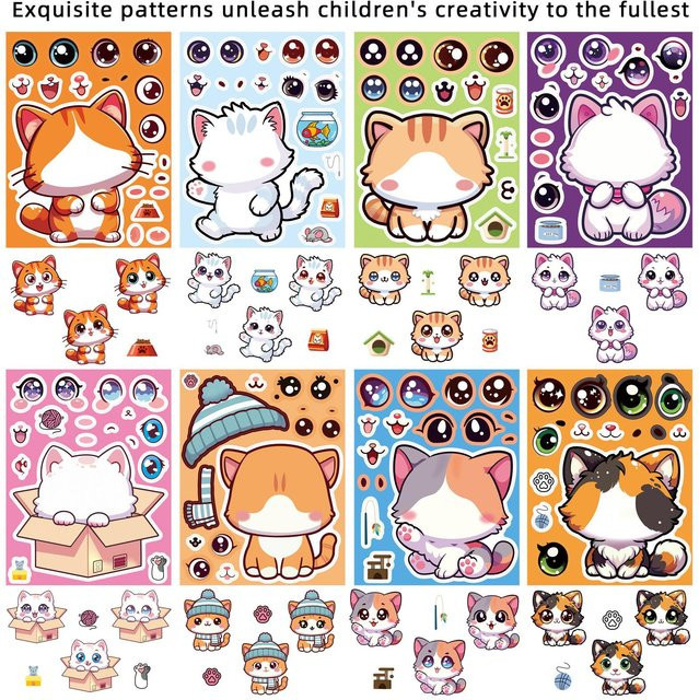 Kätzchen und Katzen Verkleidungsaufkleber, Cartoon-Puzzles, multicolor - Bild 1