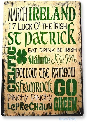 TIN SIGN Irish Collage Metall-Wandkunst St. Patrick Shamrock Bar A787, Mehrfarbig, Rechteckig - Bild 1