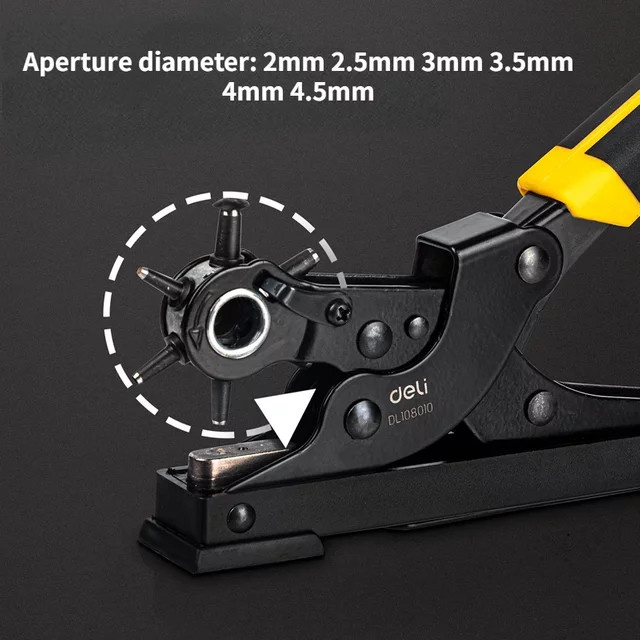 Deli Multifunktions-Lochzange für Leder und Gürtel, 9/10 Zoll Puncher für Armbänder und Leathercraft - Bild 1