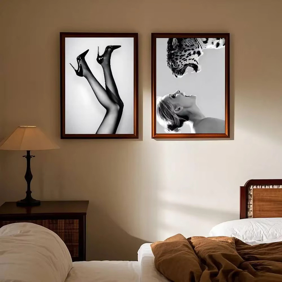 Potdemiel Kate Moss Portrait Leinwand Wandkunst in Schwarz-Weiß für moderne Wohnzimmer und Schlafzimmer - Bild 4