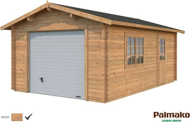 Palmako Holzgarage Roger aus Fichte mit Sektionaltor und Nebeneingangstür in Braun, B/T: 360 x 550 cm - Bild 1