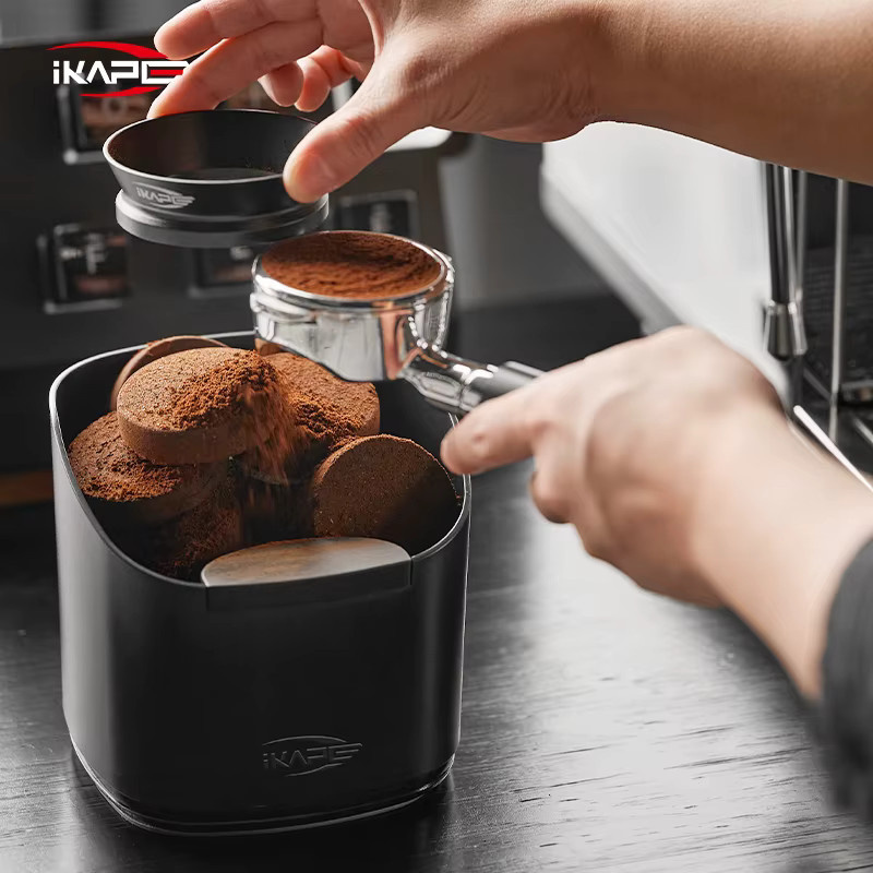 IKAPE V2 Espresso-Klopfbox für Kaffeesatz in Schwarz – Barista-Werkzeug zur Kaffeepuck-Entsorgung - Bild 5
