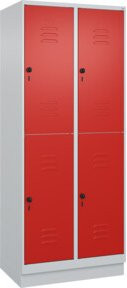 C+P Doppelstock-Spind Classic PLUS mit Sockel, 2 Abteile, RAL 3020 Verkehrsrot, H x B x T: 195 x 80 x 50 cm - Bild 1