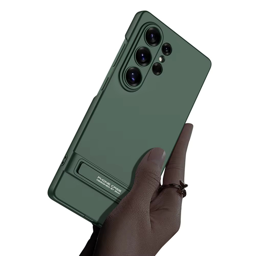 Vyimc Ultradünne PC-Hülle mit integriertem Ständer und unsichtbarer Falte für Samsung Galaxy S23, S24 Ultra, S25 und S26 in Schwarz - Bild 2